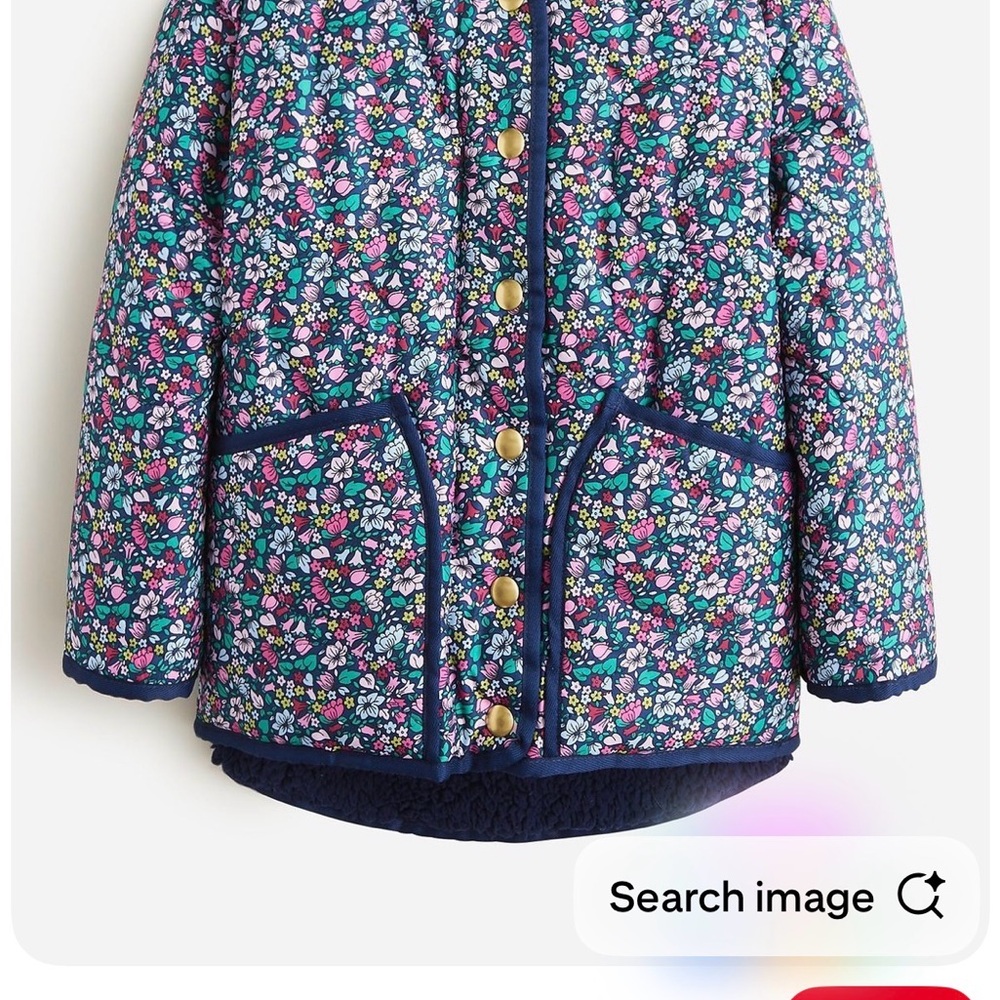 Reversible Floral Kids Jacket - Navy and Floral